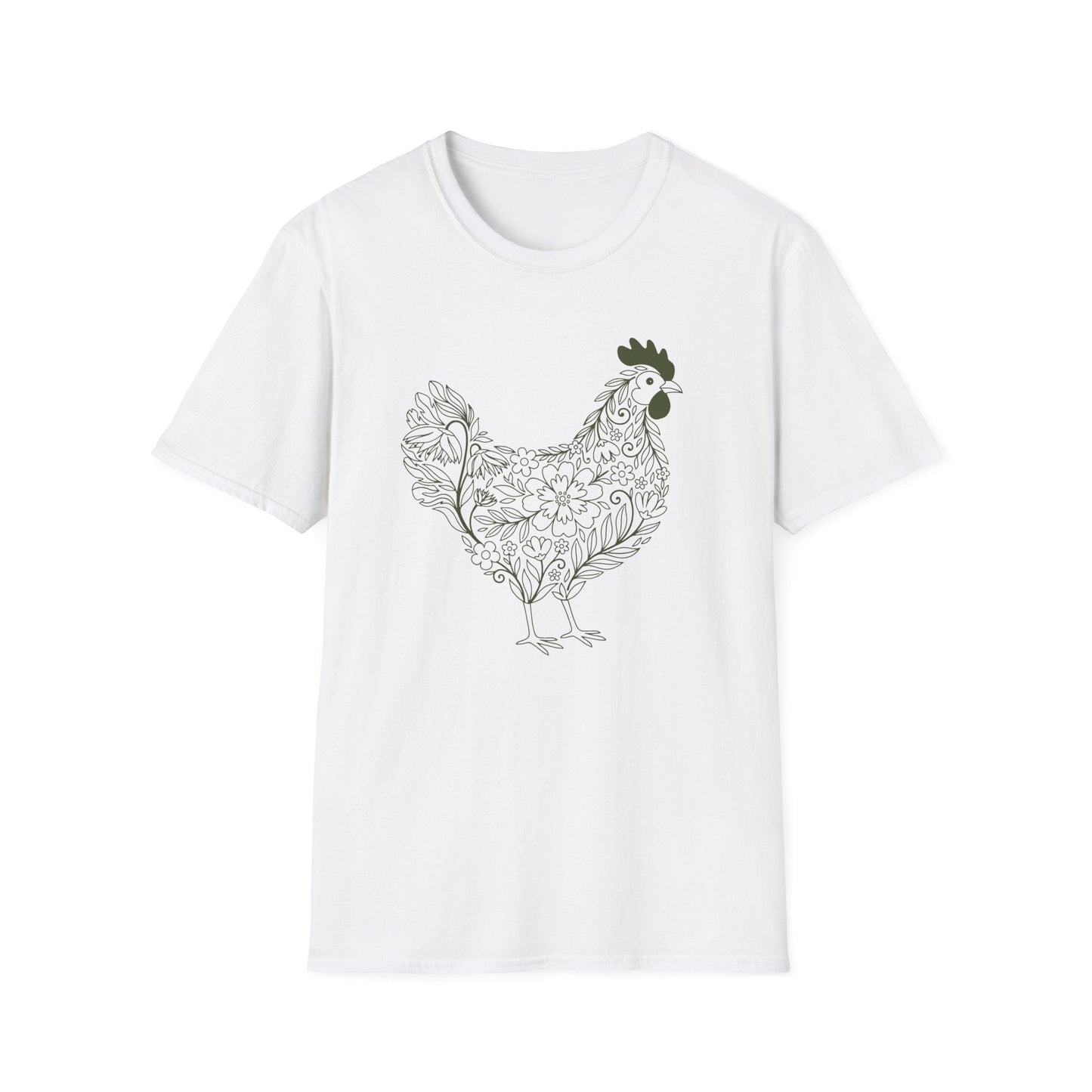 Floral Hen Line Art Shirt | Minimal Farmhouse Botanical Design