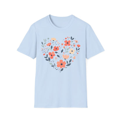 Floral Heart t-shirt | Soft Botanical Love Design