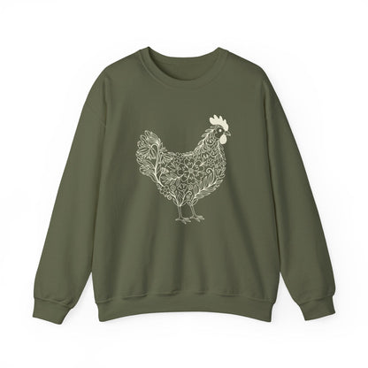 Floral Hen Line Art Sweatshirt | Minimal Farmhouse Botanical Design