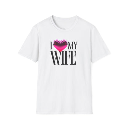 Glossy Pink Heart Wife Valentine T-Shirt | Minimal Modern Love Design