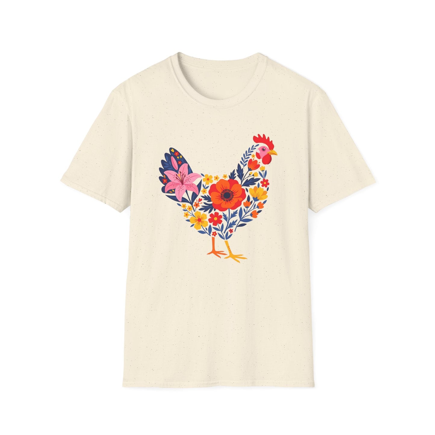 Floral Chicken Shirt | Folk Art Spring Farm Design