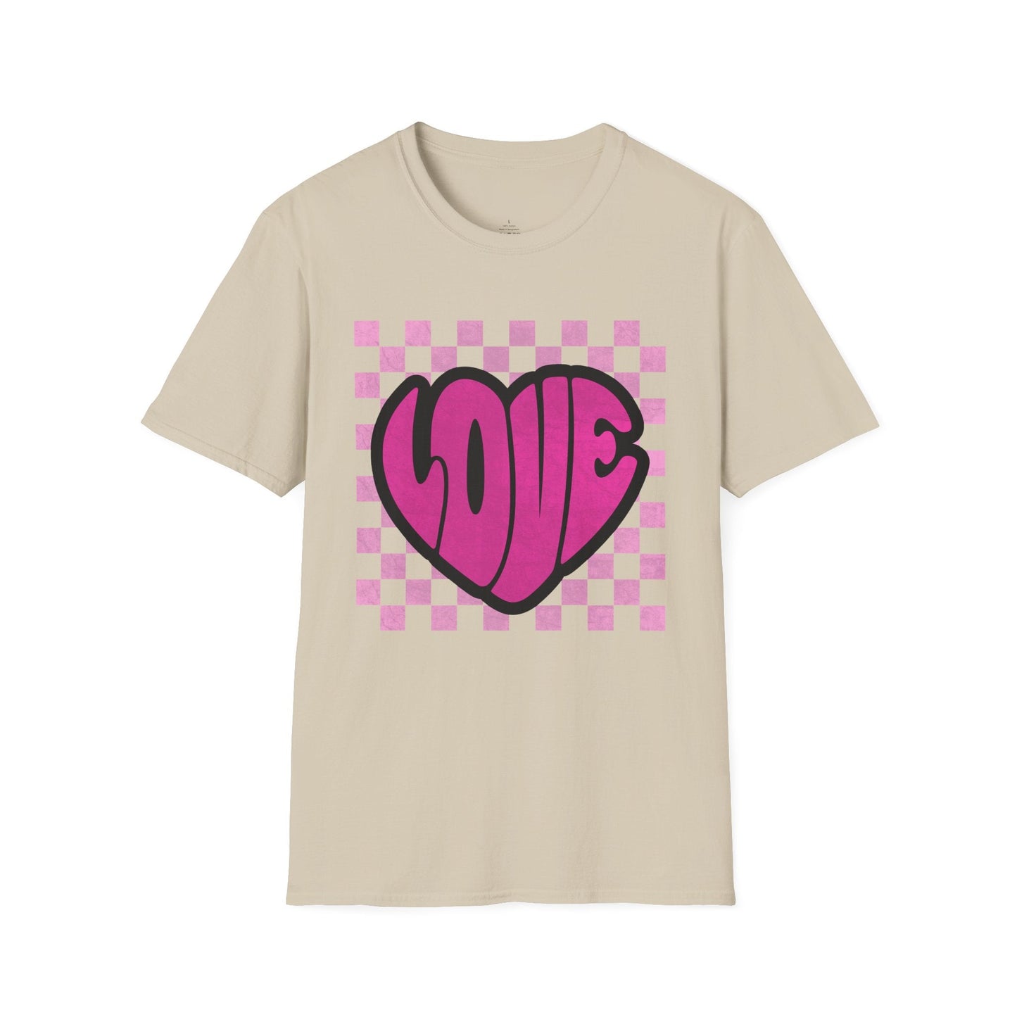 LOVE Heart Checkerboard Valentine Shirt | Trendy Pink Graphic Tee
