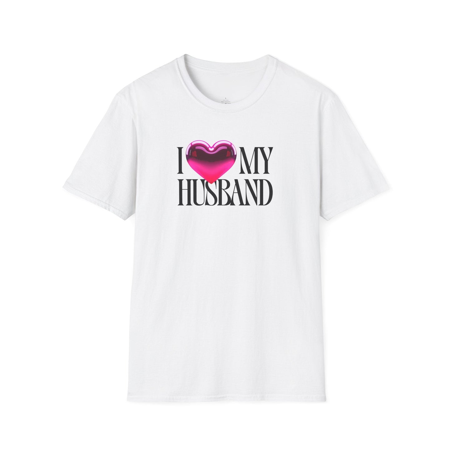 Glossy Pink Heart Husband Valentine T-Shirt – Modern Minimal Love Design