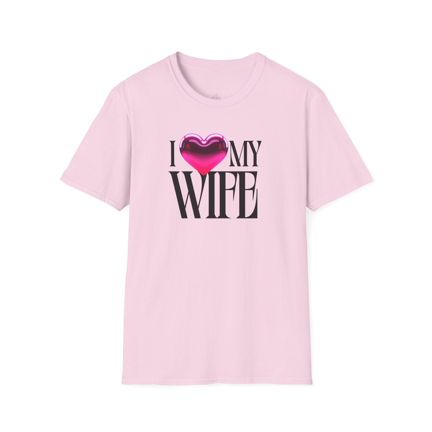 Glossy Pink Heart Wife Valentine T-Shirt | Minimal Modern Love Design
