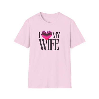 Glossy Pink Heart Wife Valentine T-Shirt | Minimal Modern Love Design