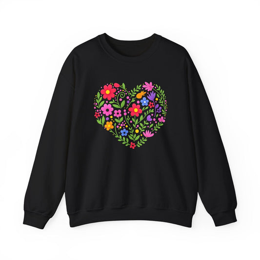 Floral Heart Garden Shirt | Colorful Wildflower Heart Sweatshirt