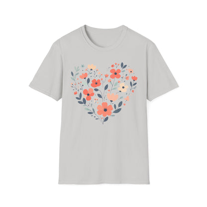 Floral Heart t-shirt | Soft Botanical Love Design