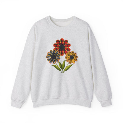 Patterned Floral Trio Sweatshirt | Buffalo Plaid, Polka Dot & Leopard Spring Design