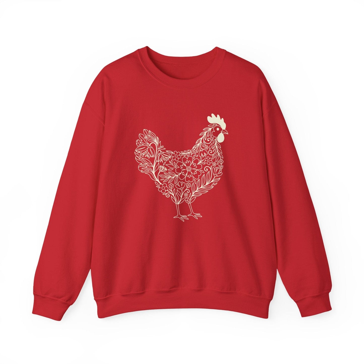 Floral Hen Line Art Sweatshirt | Minimal Farmhouse Botanical Design