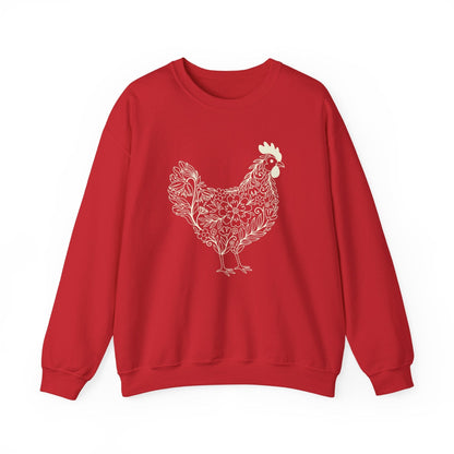 Floral Hen Line Art Sweatshirt | Minimal Farmhouse Botanical Design