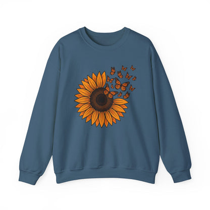 Sunflower & Monarch Butterflies Shirt | Nature-Inspired Floral Sweatshirt
