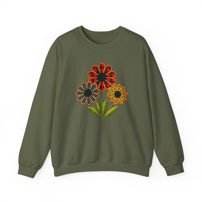 Patterned Floral Trio Sweatshirt | Buffalo Plaid, Polka Dot & Leopard Spring Design