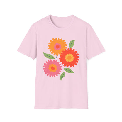 Retro Spring Flowers t-shirt | Colorful Minimal Floral Design
