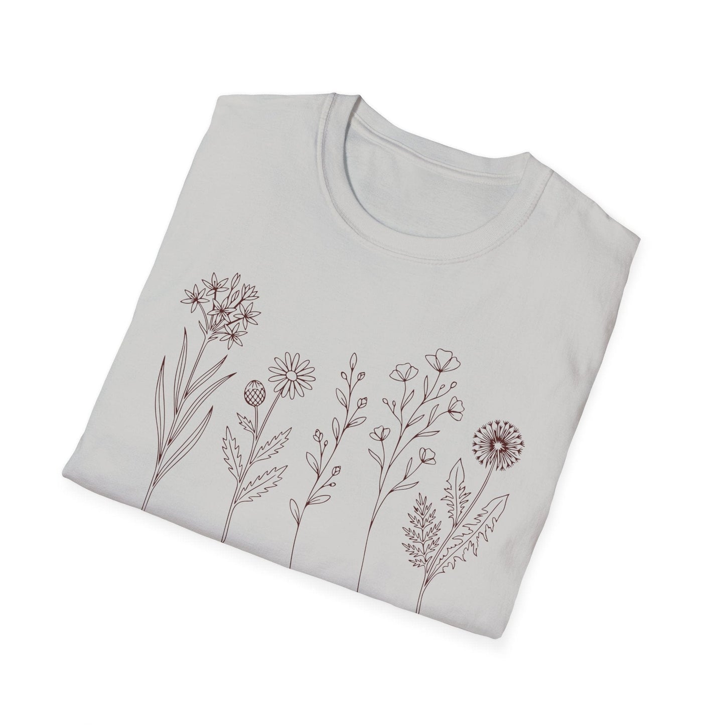 Minimal Wildflower Line Art Shirt | Botanical Sketch Floral Graphic Tee
