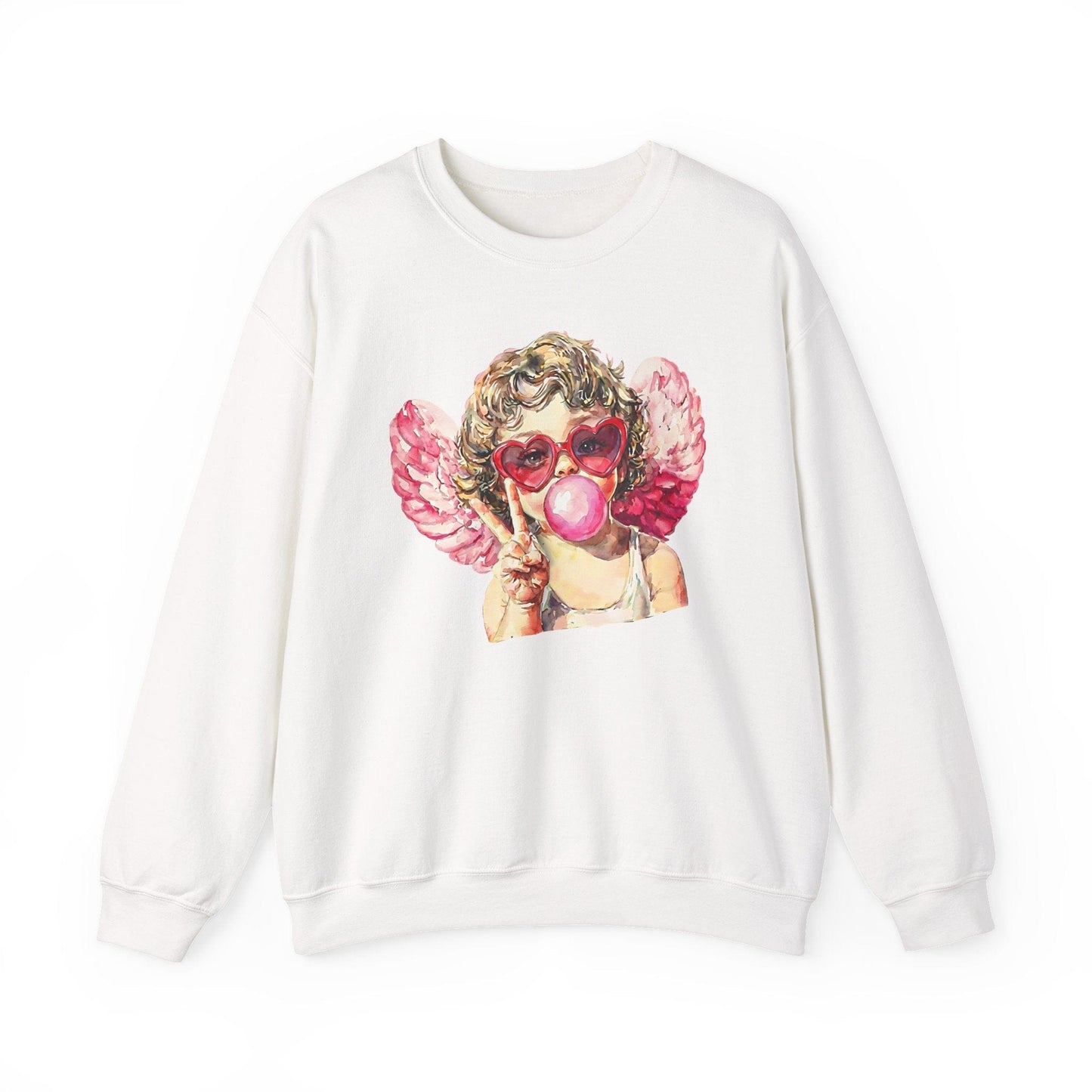 Peace Love Valentine Cupid Shirt | Bubblegum Angel Graphic Sweatshirt