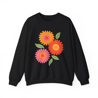 Retro Spring Flowers Sweatshirt | Colorful Minimal Floral Design