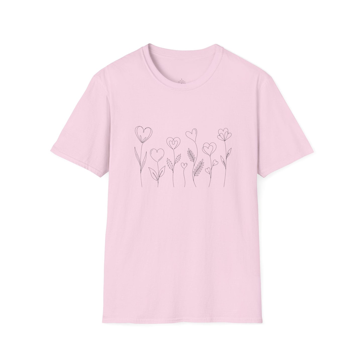 Delicate Heart Flower Valentine Shirt | Minimal Romantic Line Art Tee