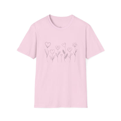 Delicate Heart Flower Valentine Shirt | Minimal Romantic Line Art Tee