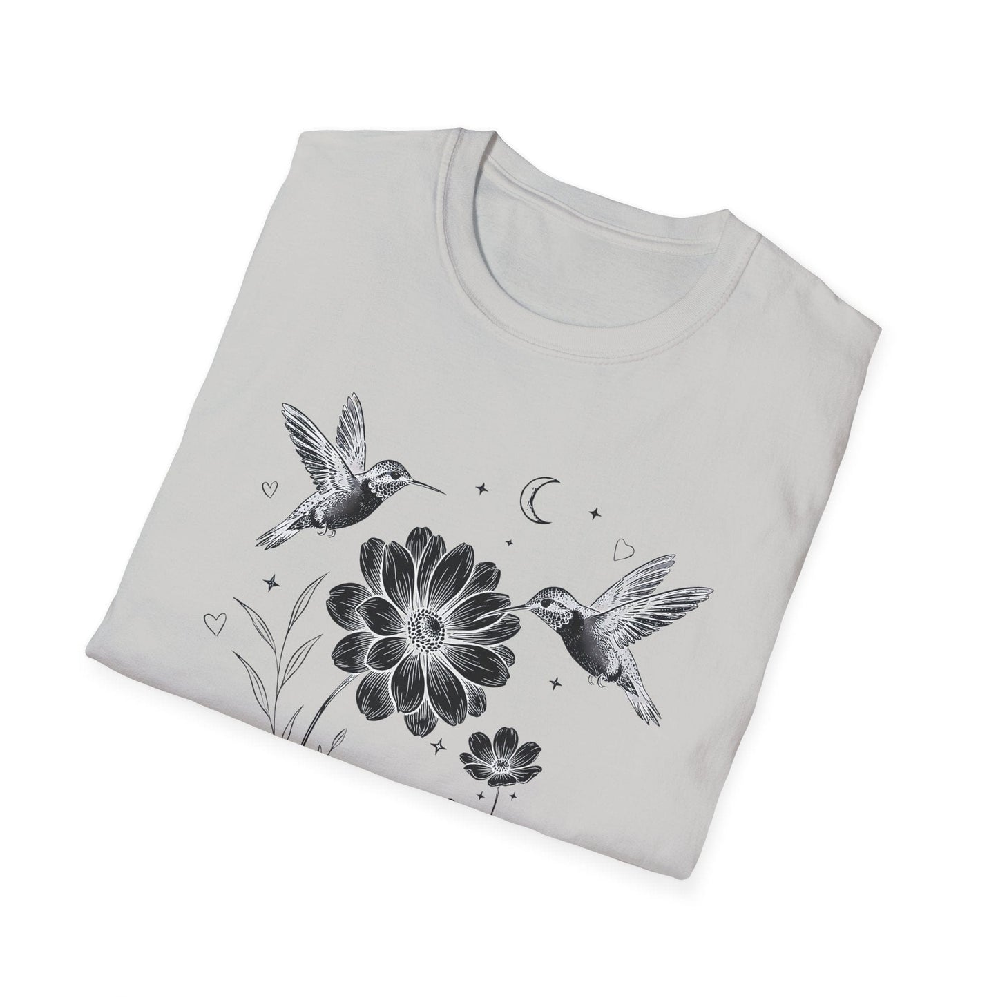 Hummingbird & Wildflower t-shirt | Minimal Botanical Nature Design