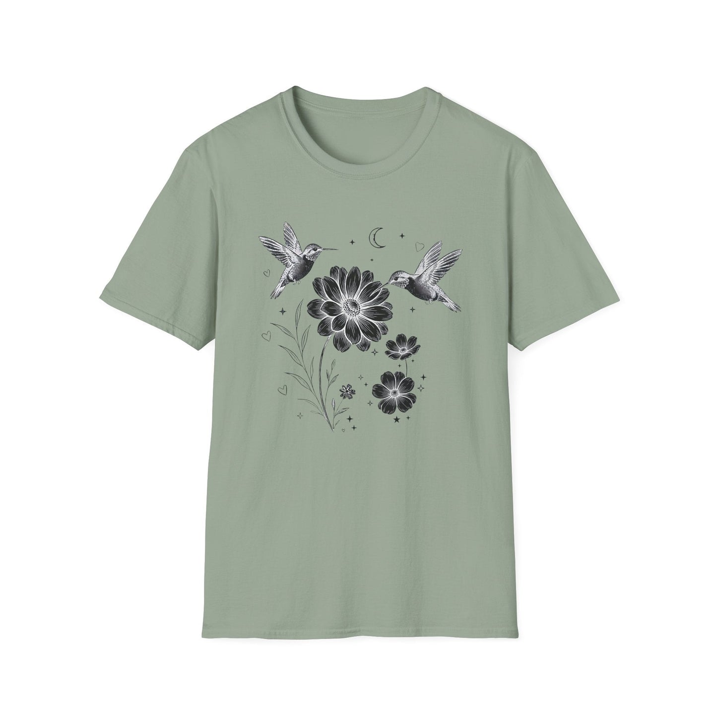 Hummingbird & Wildflower t-shirt | Minimal Botanical Nature Design