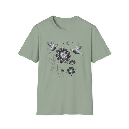 Hummingbird & Wildflower t-shirt | Minimal Botanical Nature Design