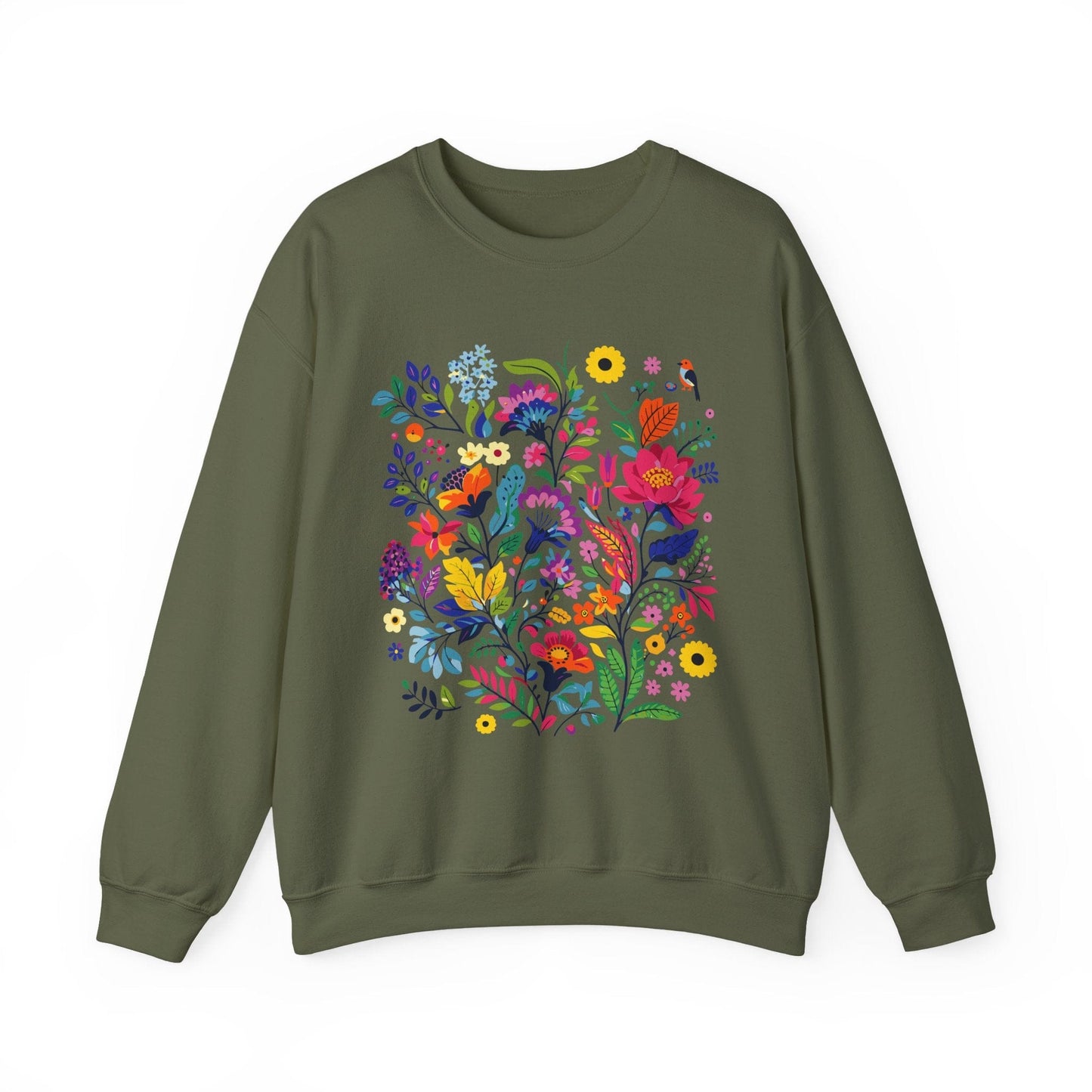 Bloom & Bright Spring Floral Shirt | Colorful Botanical Graphic Sweatshirt
