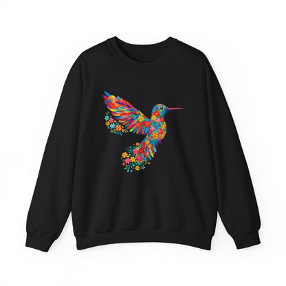 Vibrant Hummingbird Floral Shirt | Colorful Botanical Graphic Sweatshirt