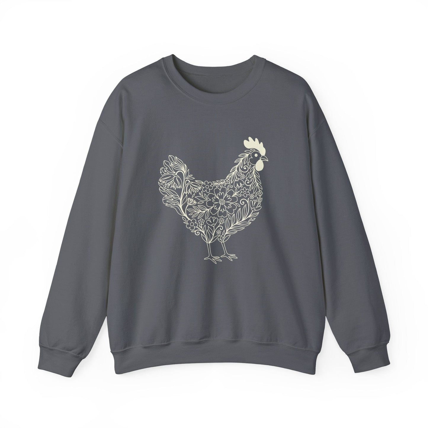 Floral Hen Line Art Sweatshirt | Minimal Farmhouse Botanical Design