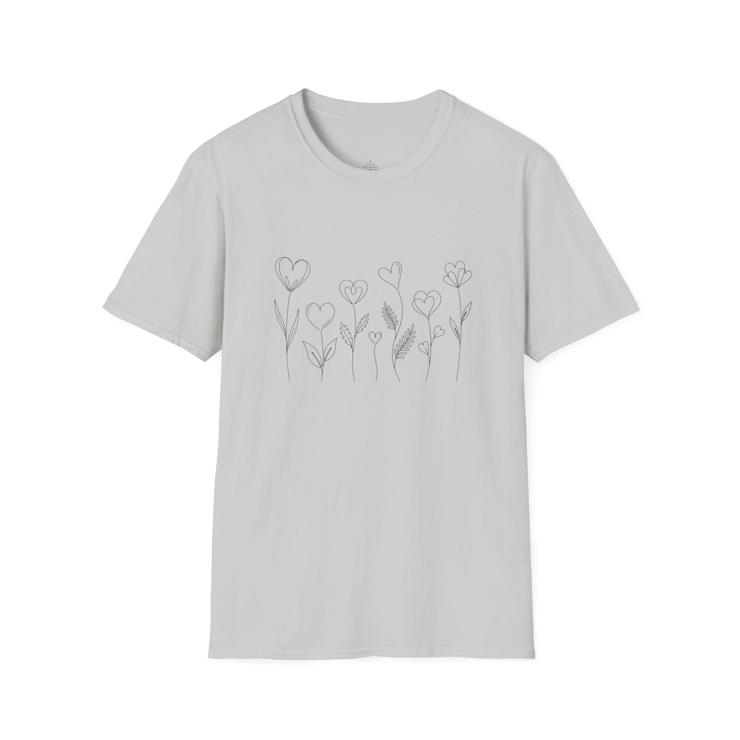 Delicate Heart Flower Valentine Shirt | Minimal Romantic Line Art Tee