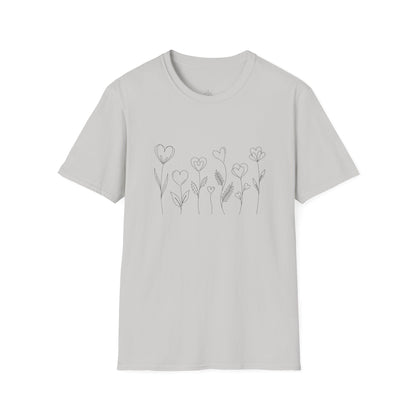 Delicate Heart Flower Valentine Shirt | Minimal Romantic Line Art Tee
