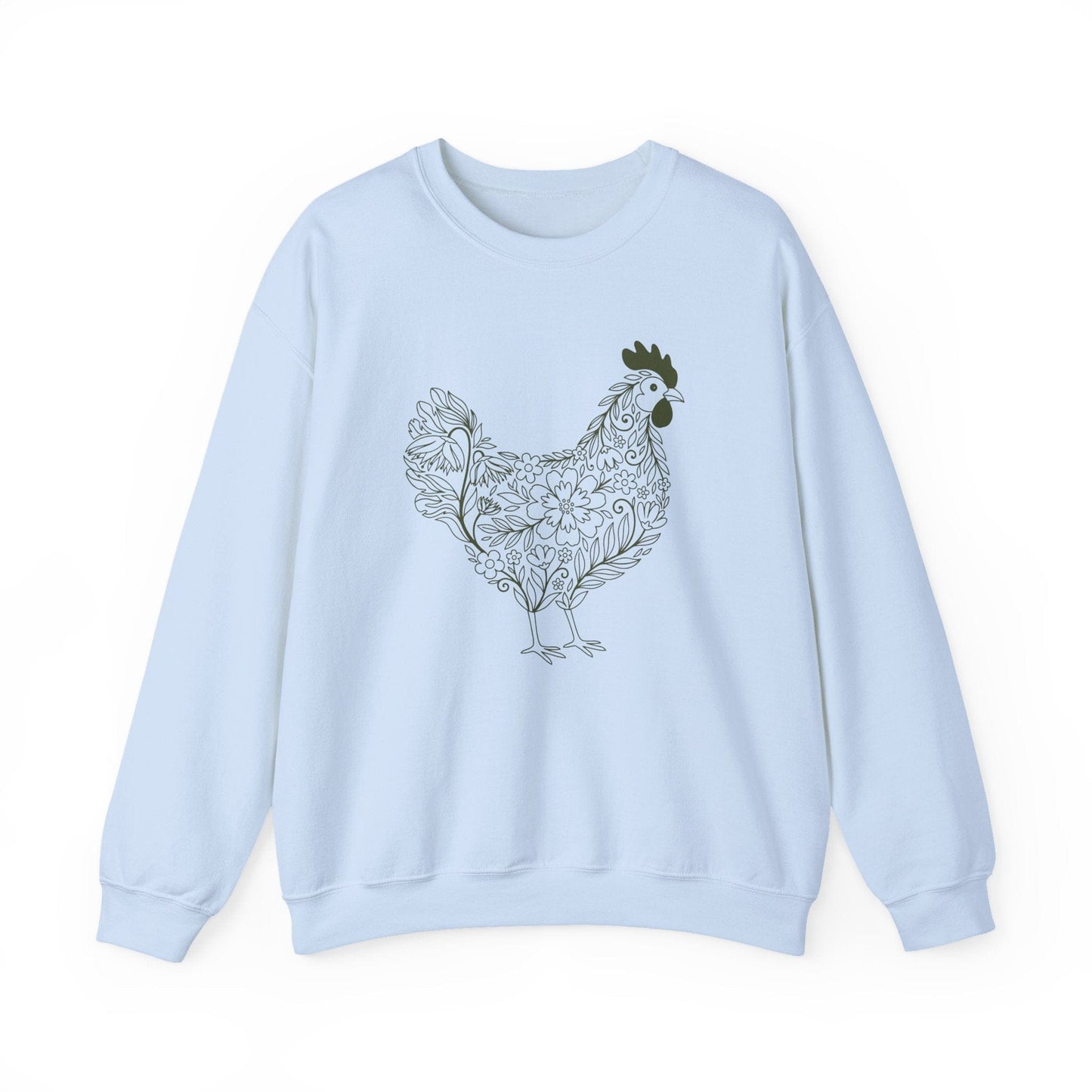 Floral Hen Line Art Sweatshirt | Minimal Farmhouse Botanical Design