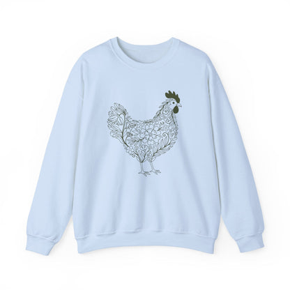 Floral Hen Line Art Sweatshirt | Minimal Farmhouse Botanical Design