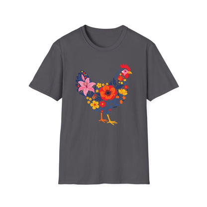 Floral Chicken Shirt | Folk Art Spring Farm Design