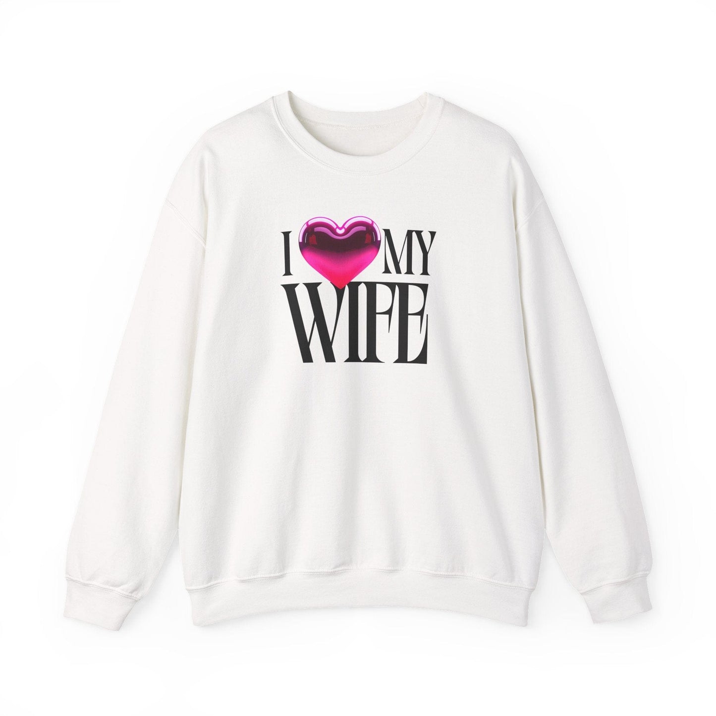 Glossy Pink Heart Wife Valentine Sweatshirt | Minimal Modern Love Design