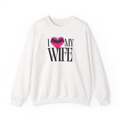 Glossy Pink Heart Wife Valentine Sweatshirt | Minimal Modern Love Design
