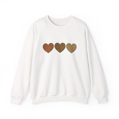 Leopard Heart Trio Valentine Shirt | Trendy Animal Print Love Sweatshirt