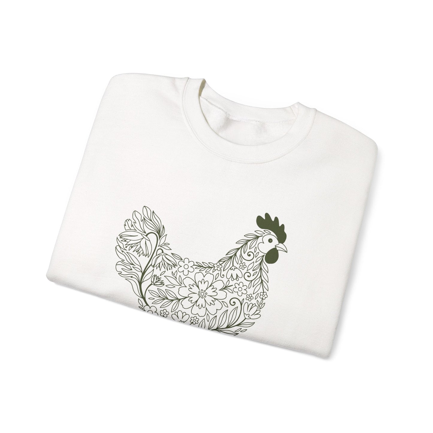 Floral Hen Line Art Sweatshirt | Minimal Farmhouse Botanical Design