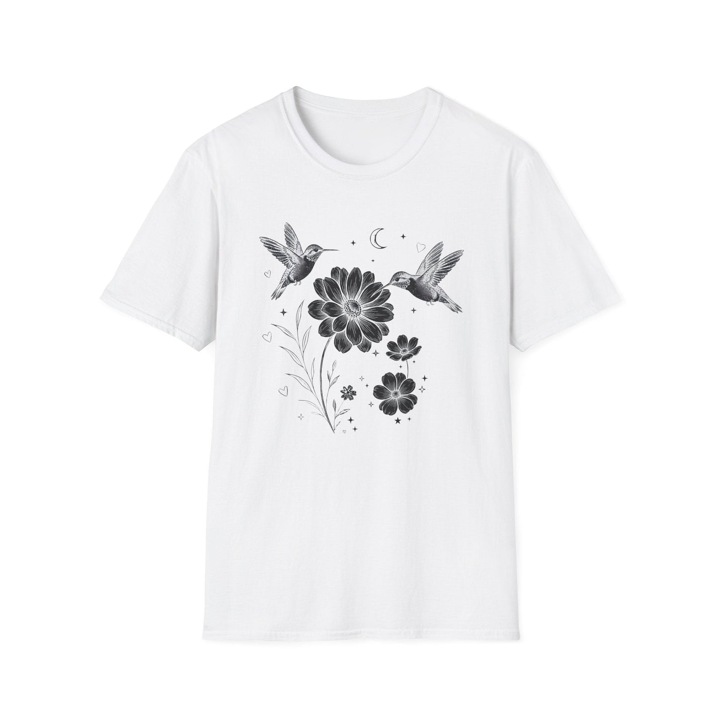Hummingbird & Wildflower t-shirt | Minimal Botanical Nature Design