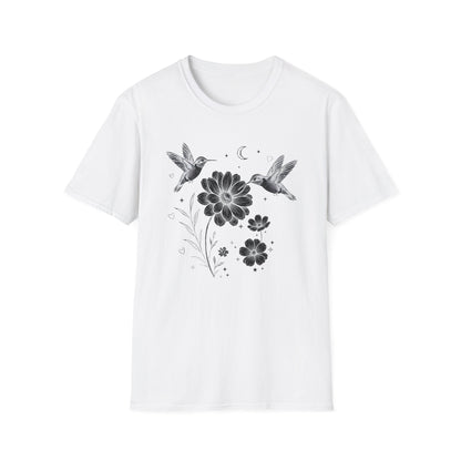 Hummingbird & Wildflower t-shirt | Minimal Botanical Nature Design