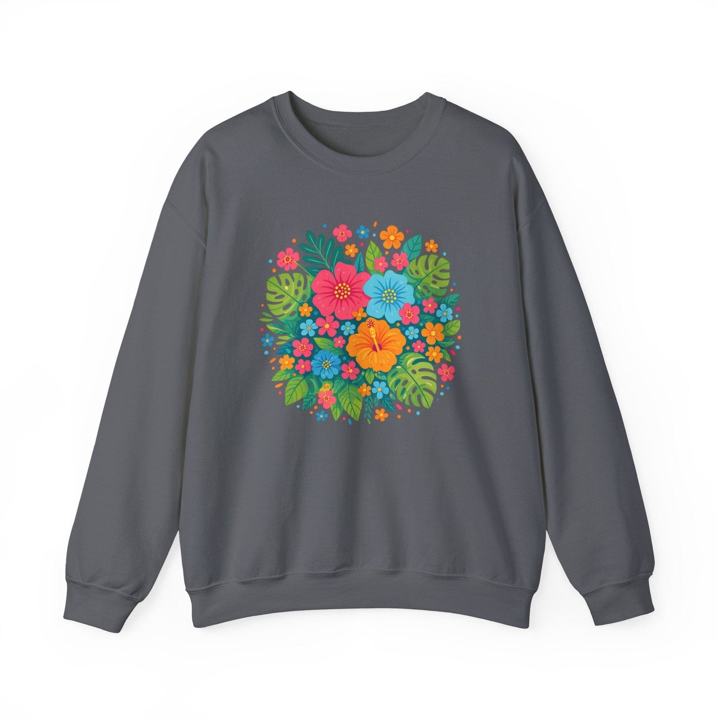 Tropical Bloom Floral Sweatshirt | Bright Botanical Spring Design
