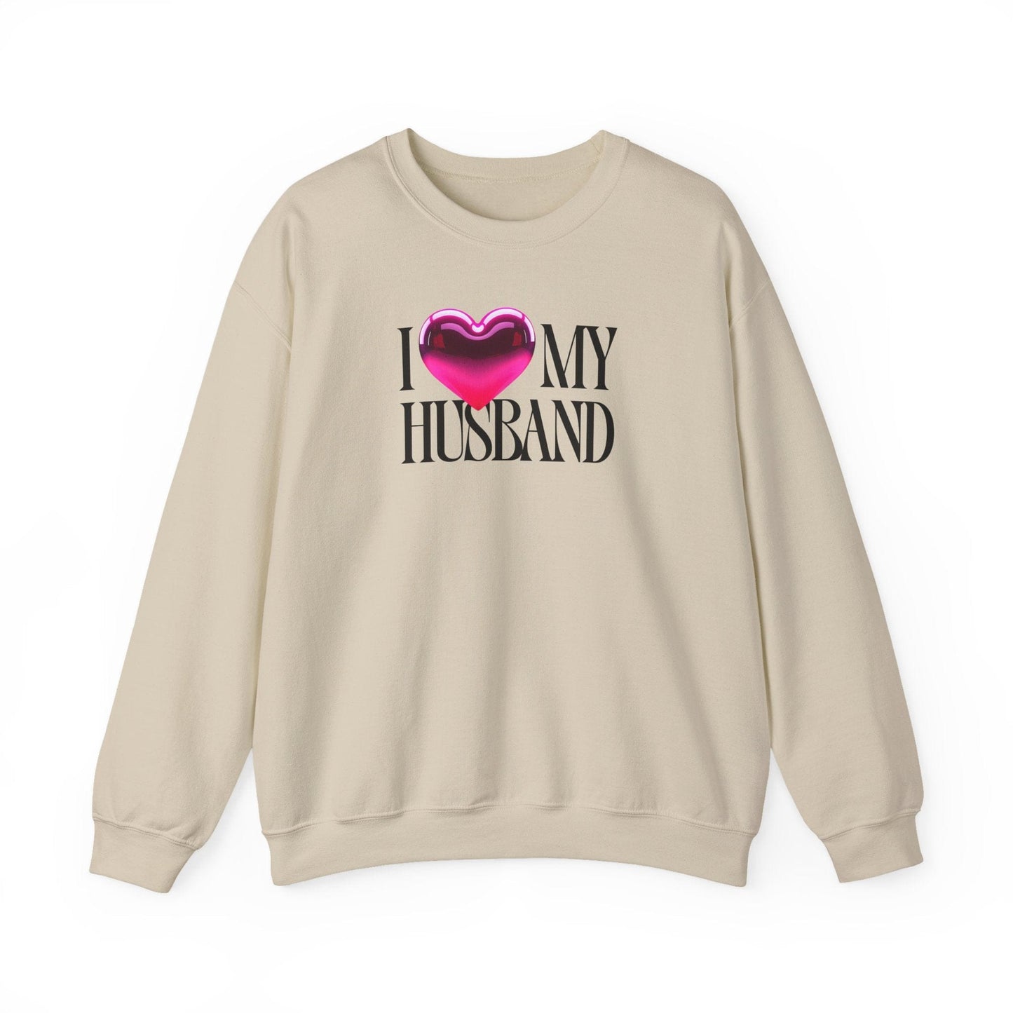 Glossy Pink Heart Husband Valentine Sweatshirt | Modern Minimal Love Design