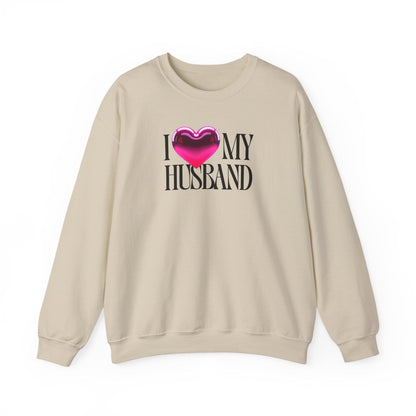 Glossy Pink Heart Husband Valentine Sweatshirt | Modern Minimal Love Design