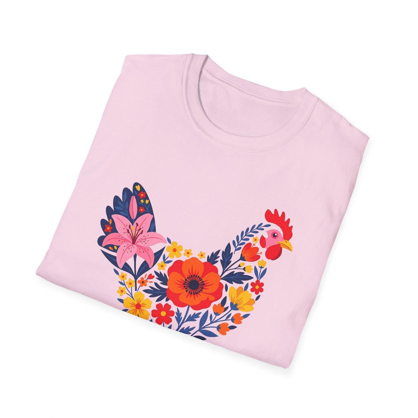 Floral Chicken Shirt | Folk Art Spring Farm Design