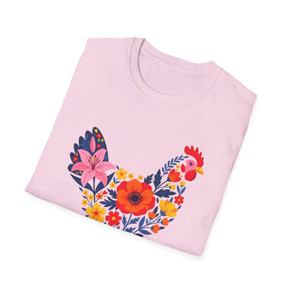 Floral Chicken Shirt | Folk Art Spring Farm Design