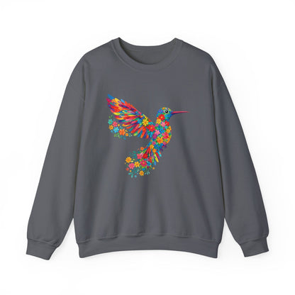 Vibrant Hummingbird Floral Shirt | Colorful Botanical Graphic Sweatshirt