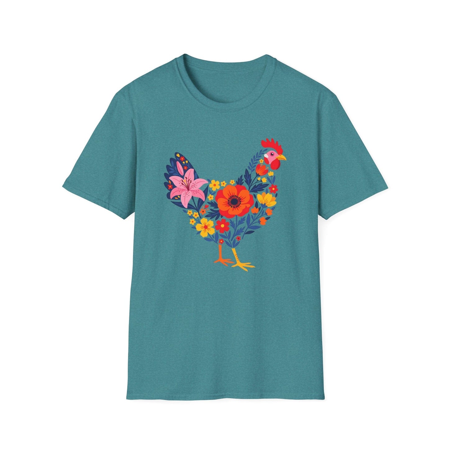 Floral Chicken Shirt | Folk Art Spring Farm Design