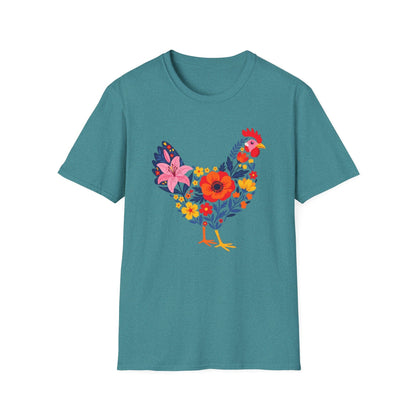 Floral Chicken Shirt | Folk Art Spring Farm Design