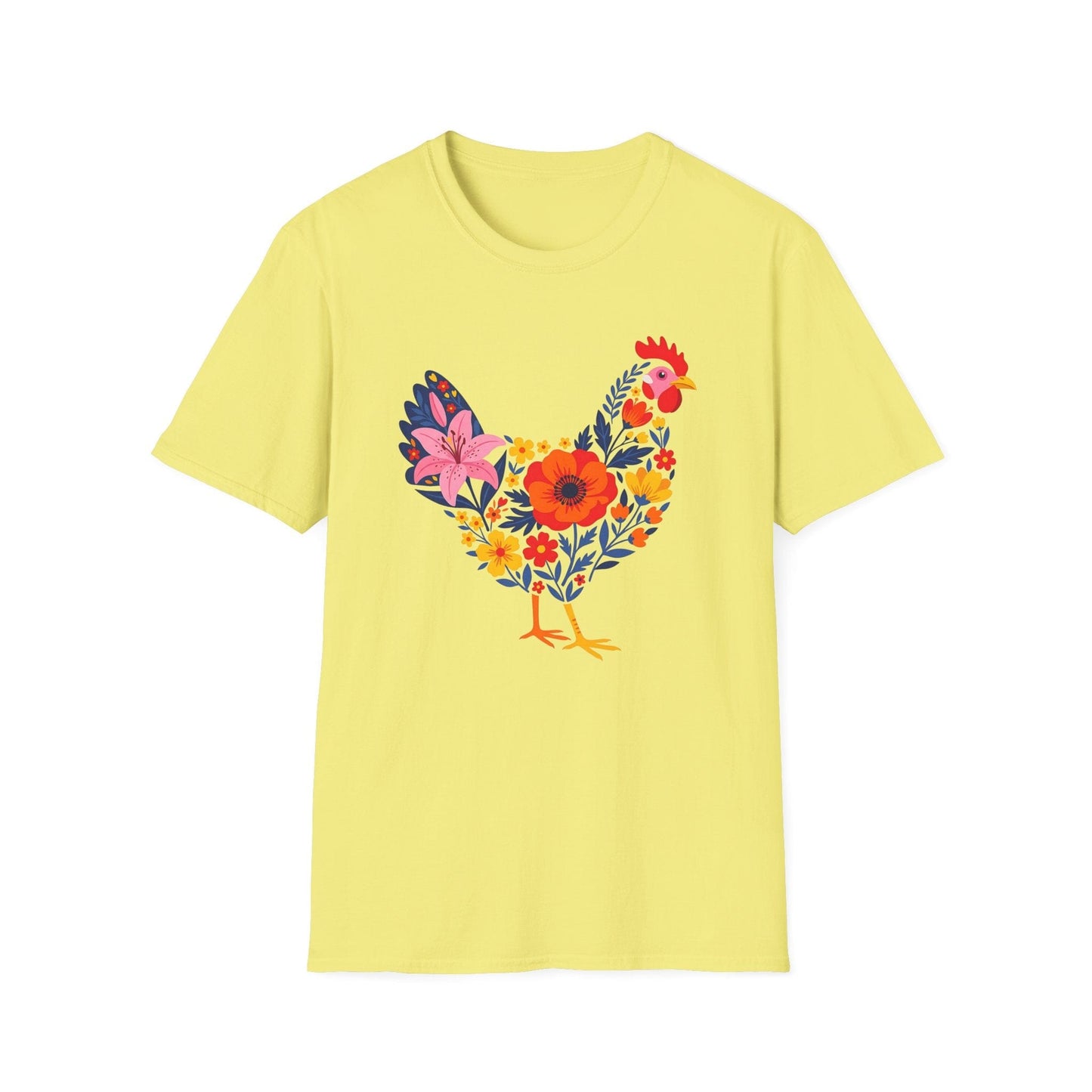 Floral Chicken Shirt | Folk Art Spring Farm Design