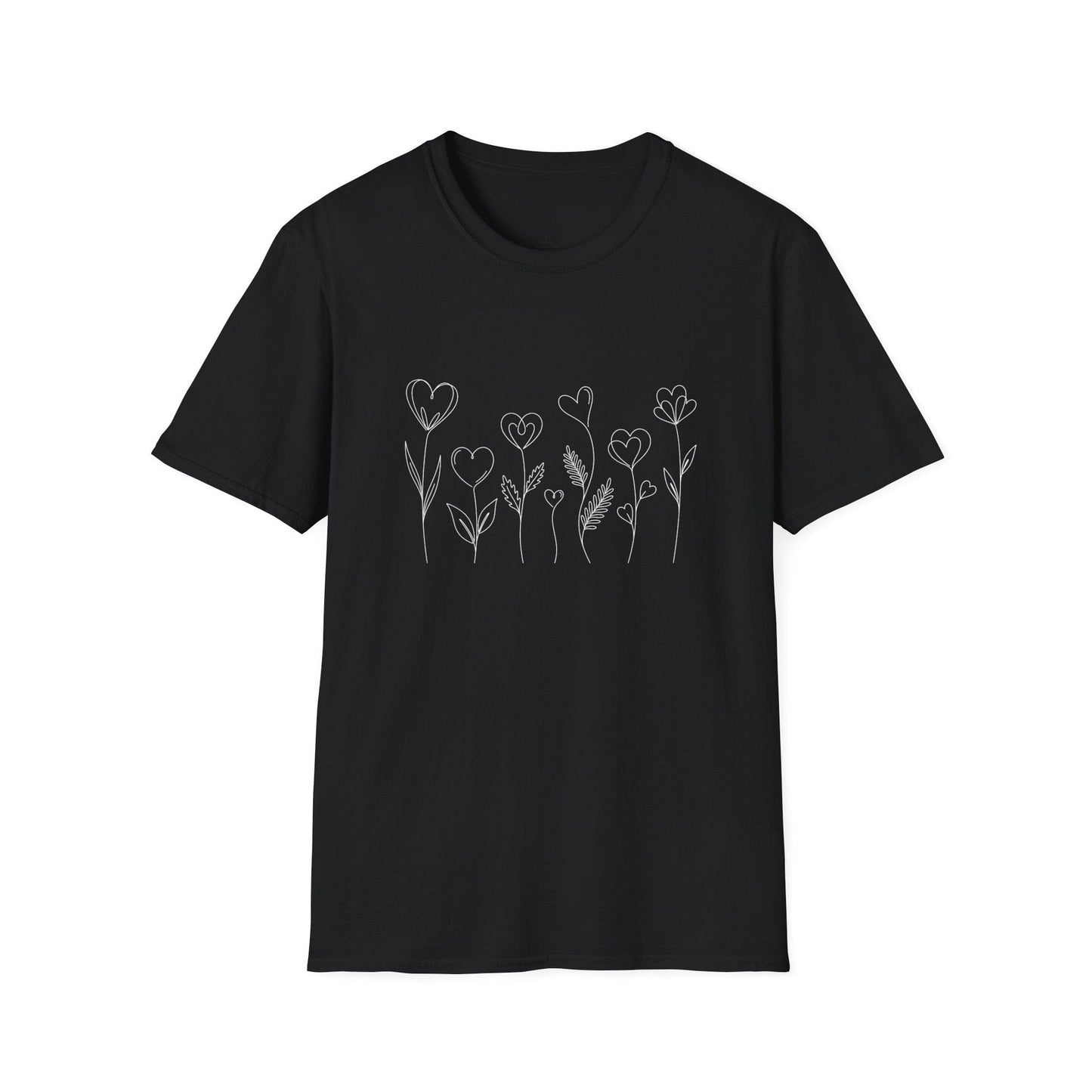 Delicate Heart Flower Valentine Shirt | Minimal Romantic Line Art Tee