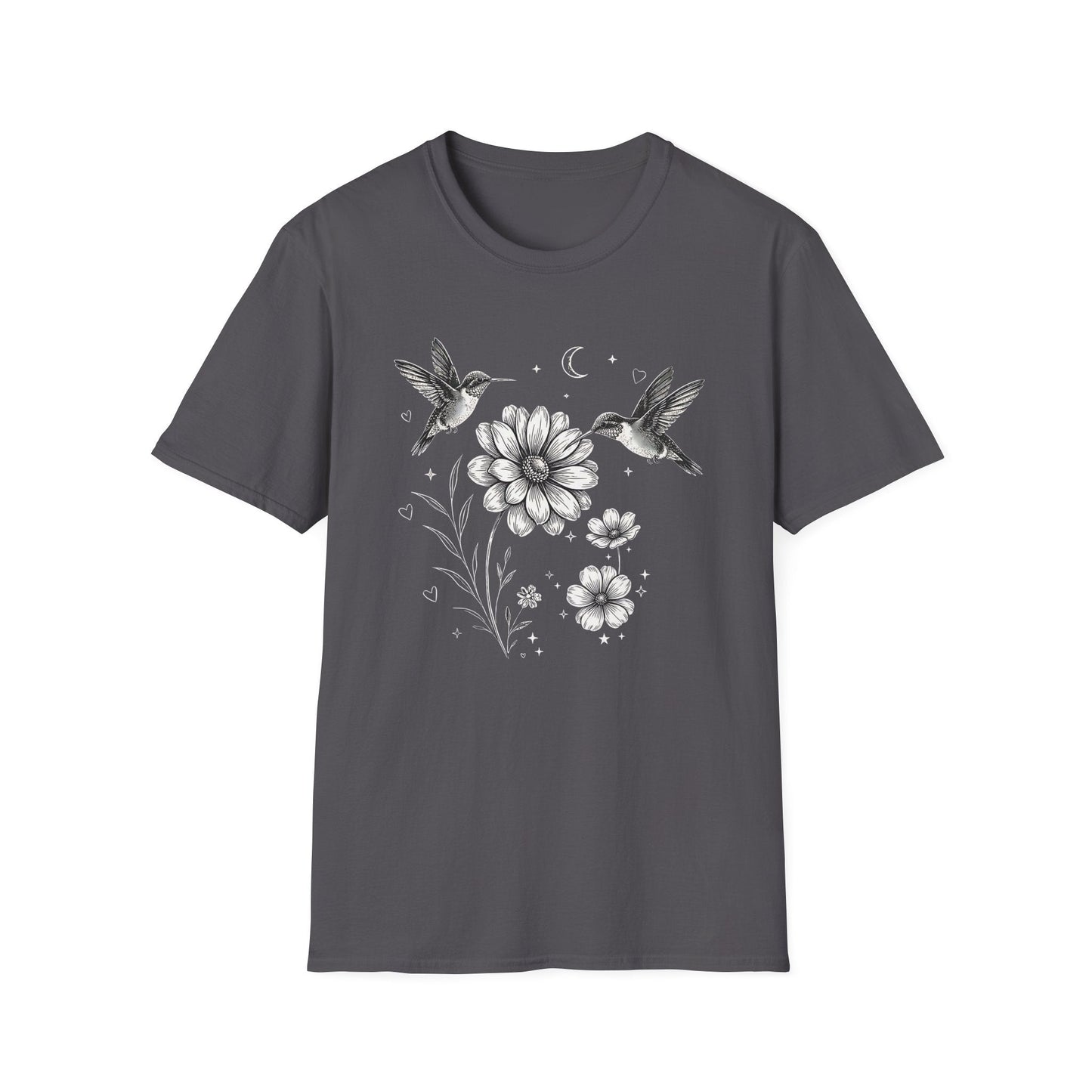 Hummingbird & Wildflower t-shirt | Minimal Botanical Nature Design